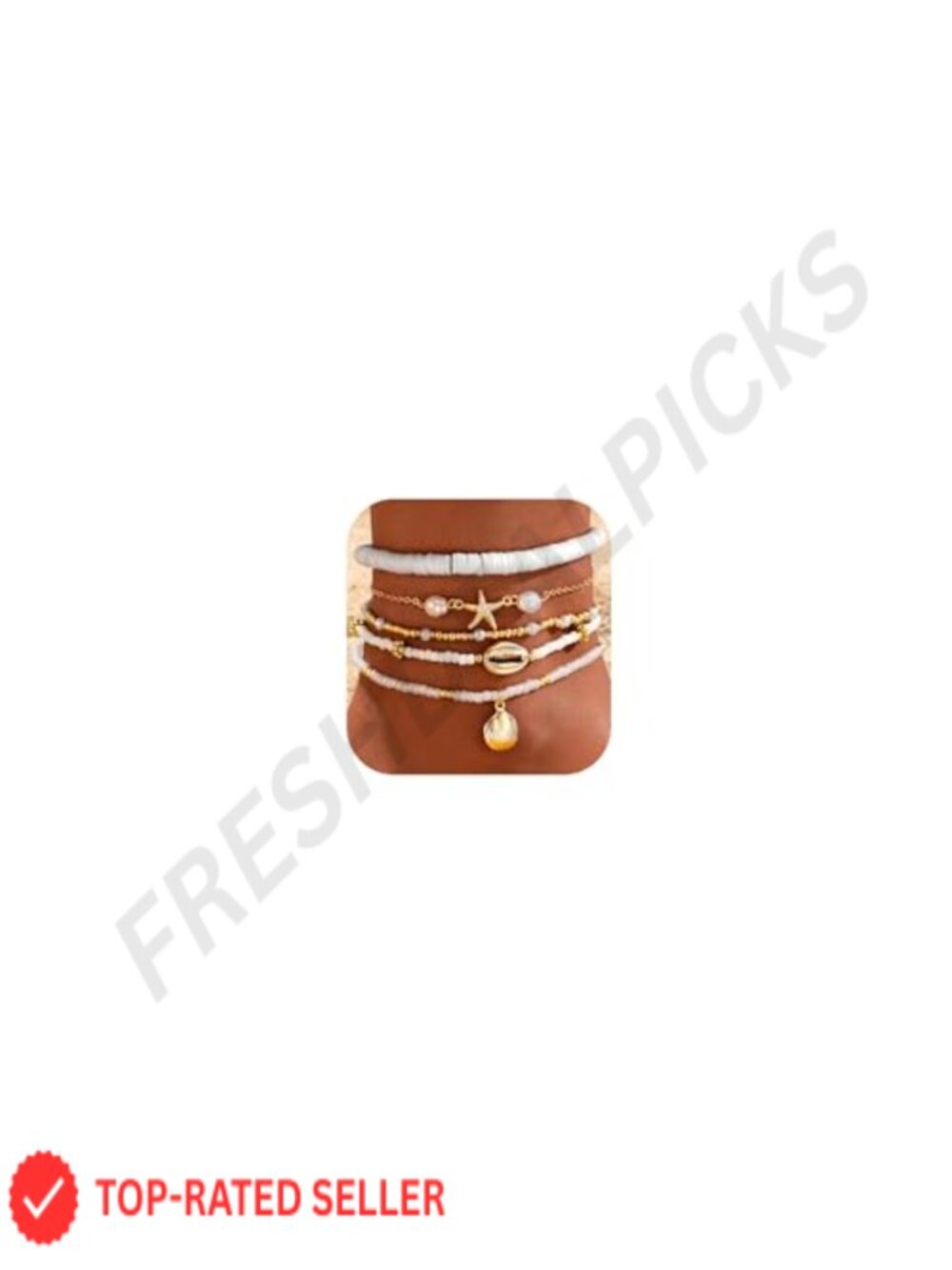 5 Pairs Shell Ankle Bracelet Set, Gold Plated Adjustable Beach Jewelry